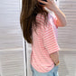 Damen T-Shirt gestreift rosa/creme-rosa