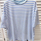Damen T-Shirt gestreift weiß/blau-hellblau
