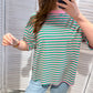 Damen T-Shirt gestreift rosa/grün-rosa