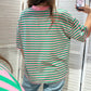 Damen T-Shirt gestreift rosa/grün-rosa