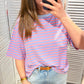 Damen T-Shirt gestreift blau/rosa-blau