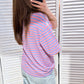 Damen T-Shirt gestreift blau/rosa-blau