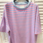 Damen T-Shirt gestreift blau/rosa-blau