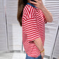 Damen T-Shirt gestreift rosa/rot-blau