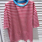Damen T-Shirt gestreift rosa/rot-blau