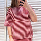 Damen T-Shirt gestreift rosa/rot-rot