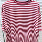 Damen T-Shirt gestreift rosa/rot-rot