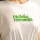 Damen T-Shirt bestickt 'Matcha-Moments' weiß/grün