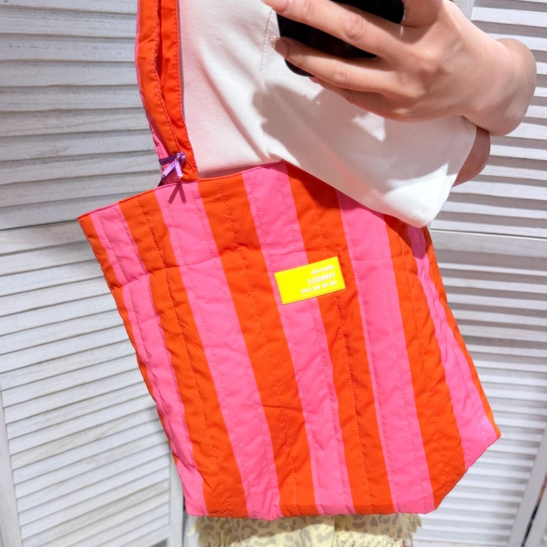 Gestreifte Damentasche rosa/orange