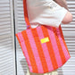 Gestreifte Damentasche rosa/orange