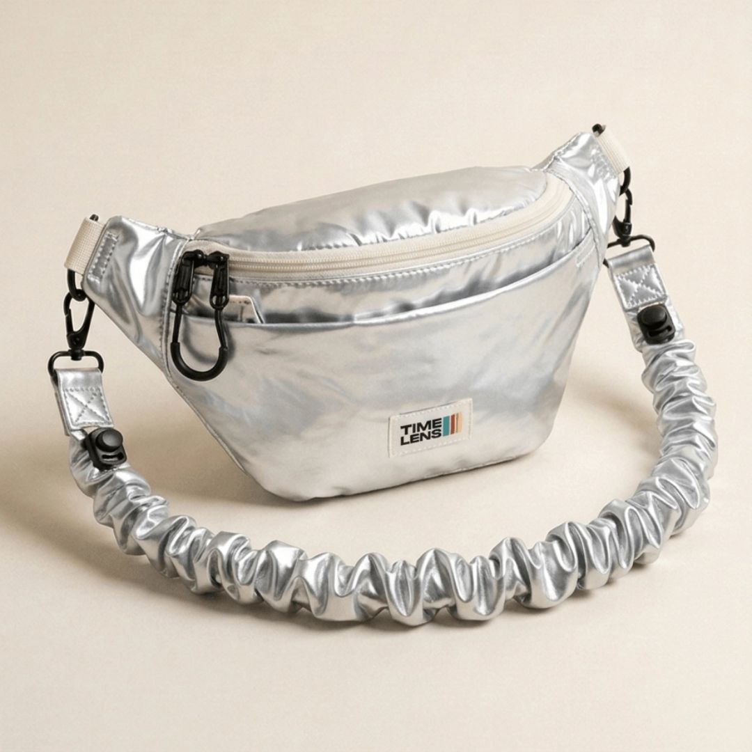 Damen Tasche 'Banane 80er Silber'