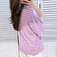 Damen T-Shirt gestreift rosa/blau