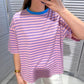 Damen T-Shirt gestreift rosa/blau
