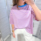 Damen T-Shirt gestreift rosa/blau