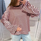 Damen T-Shirt gestreift rosa/choco