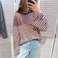 Damen T-Shirt gestreift rosa/choco