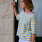 Damen T-Shirt gestreift 'Nunu' blau/gelb