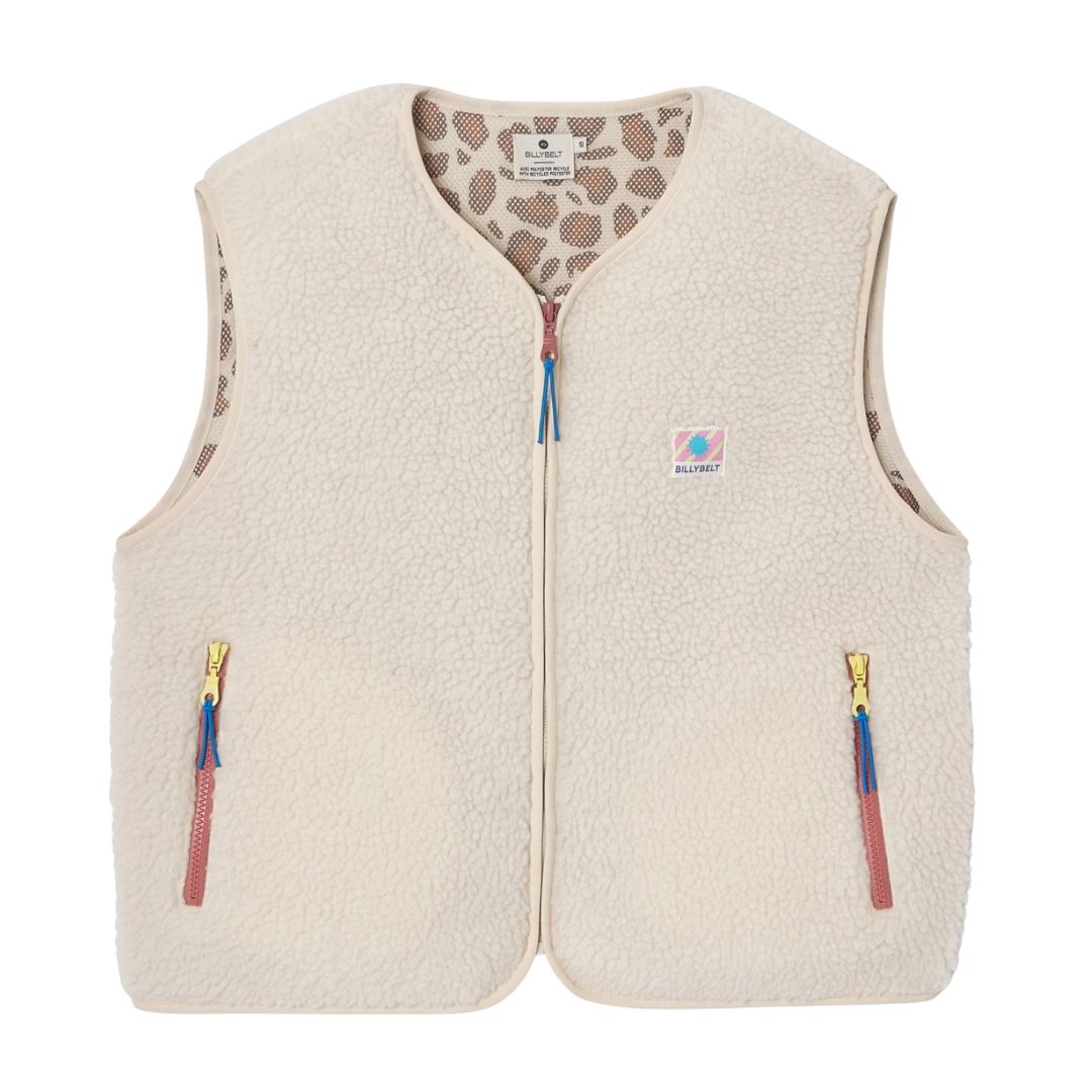 Damen Weste aus Sherpa-Fleece mit Reißverschluss ärmellos beige
