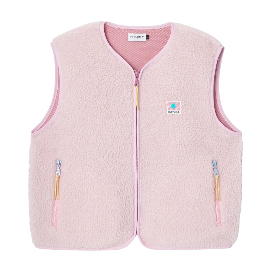 Damen Weste aus Sherpa-Fleece mit Reißverschluss ärmellos rosa