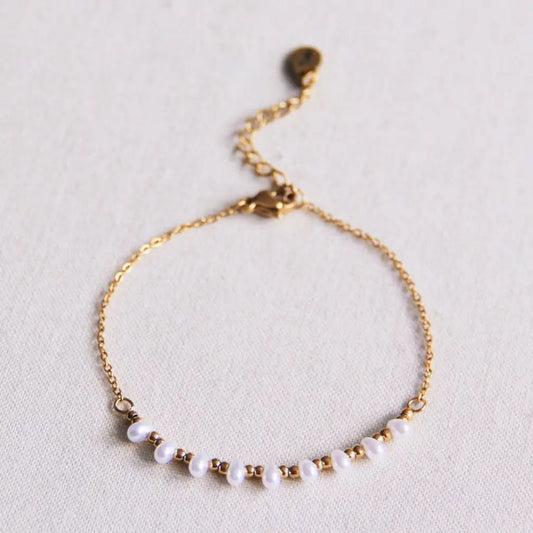 Damen Armband mit Miniperlen 'Pearls' gold/weiß