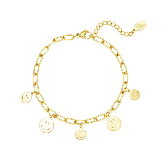 Damen Armband 'Multiple Smileys' gold