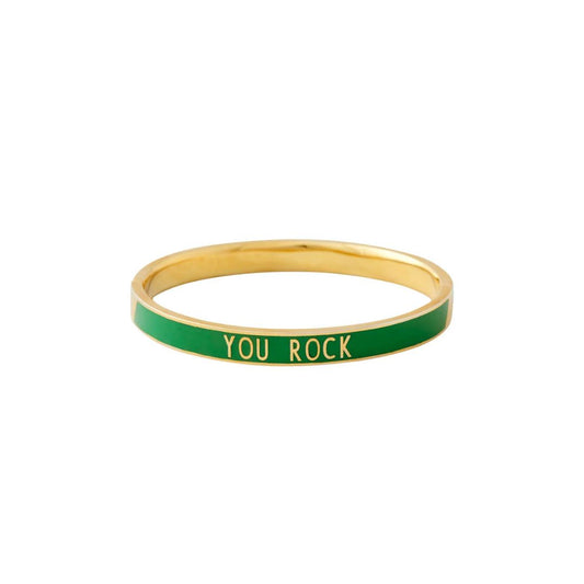 Damen Statement Armreif 'you rock' grün