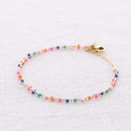 Damen Armband mit süßen Perlen rosa/orange/blau