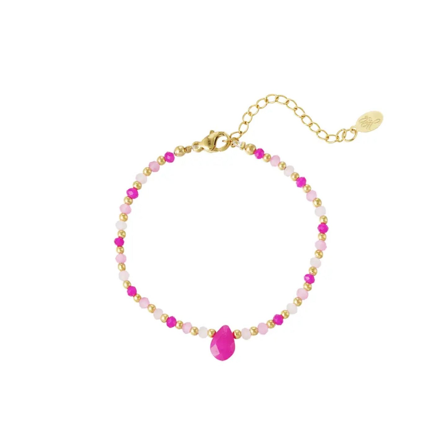 Damen Armband mit Tropfenanhänger fuchsia