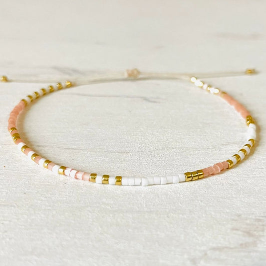 Damen Armband 'Miyuki Perlen' weiß/gold