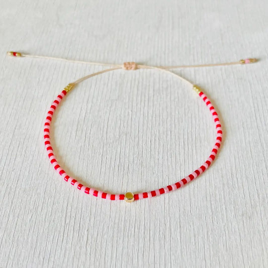 Damen Armband 'Miyuki Perlen' weiß/rot