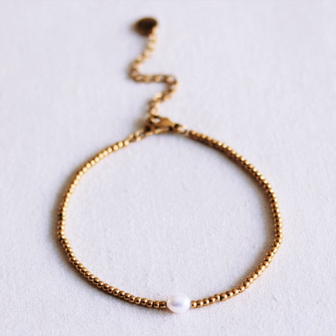 Damen Armband 'Minimalistic mit Perle' gold