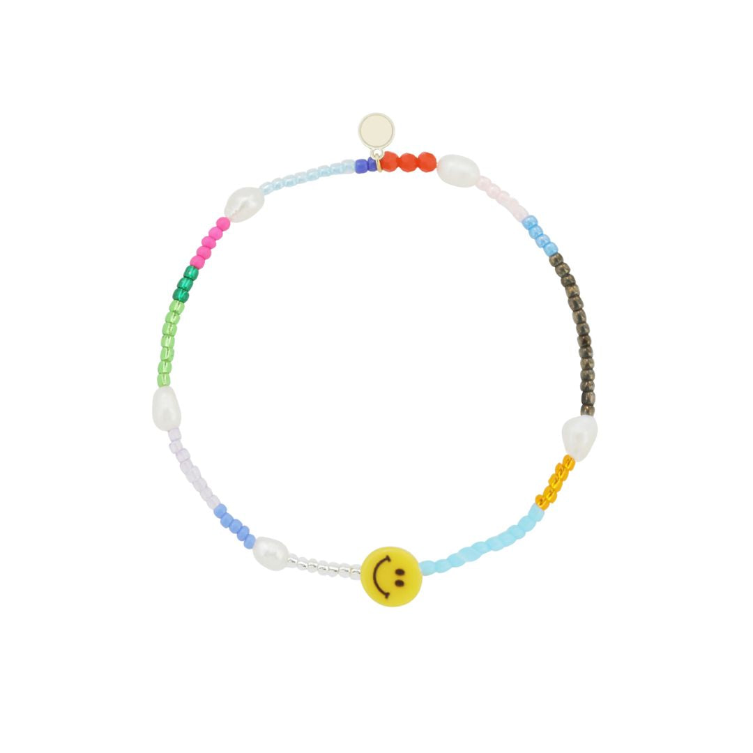 Armband mit Glasperlen und Smiley