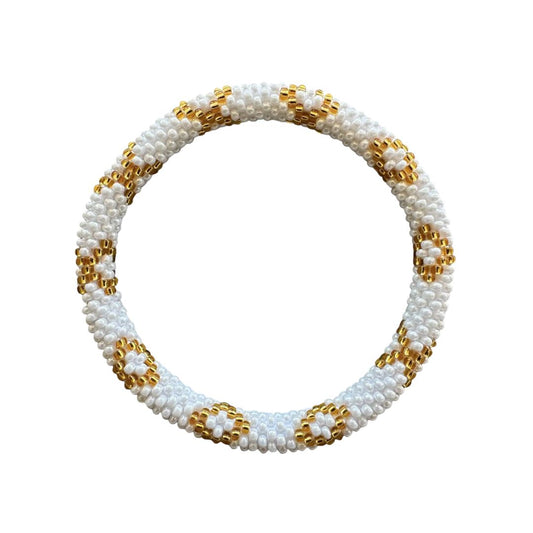 Nepalesisches Damen Armband gold/weiß