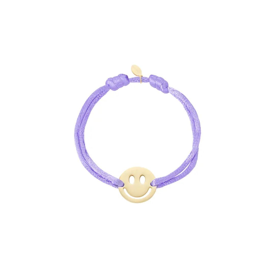 Satin Armband lila mit Smiley