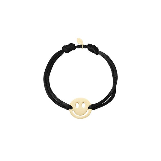 Satin Armband schwarz mit Smiley