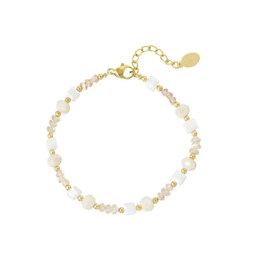 Damen Armband verdrehte Liebe beige/gold