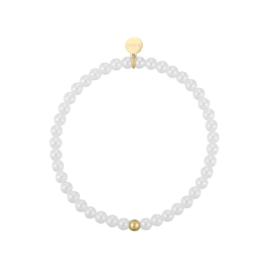 Damen Armband  'White Pearls' mit Goldperle groß
