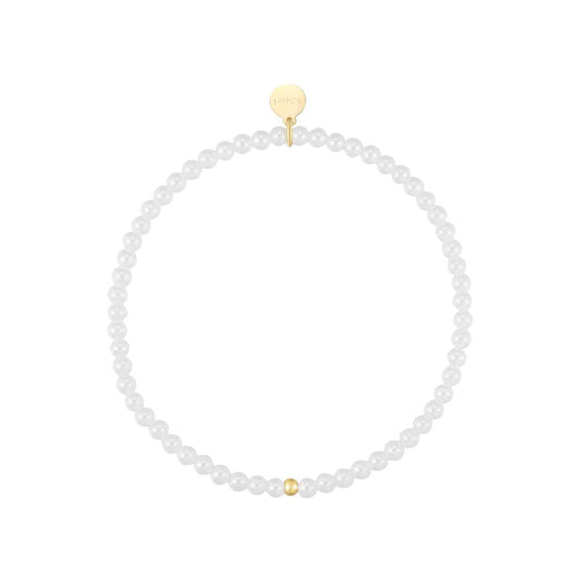 Damen Armband  'White Pearls' mit Goldperle klein