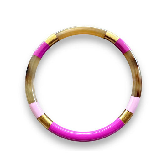 Lackierter Damen Armreif fuchsia/rosa/gold handgefertigt