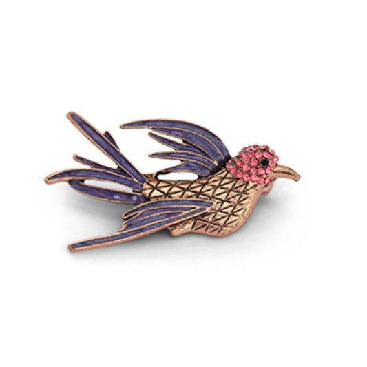 Anstecker 'Vogel' purple/pink