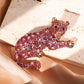 Damen Brosche 'Leopard' pink