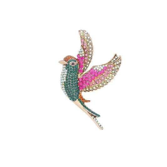 Damen Brosche 'Birdy' mit bunten Flügeln pink/grün