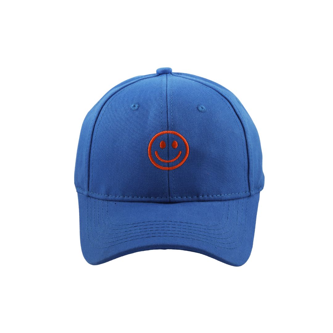 Damen Cap blau mit Smileystickerei orange