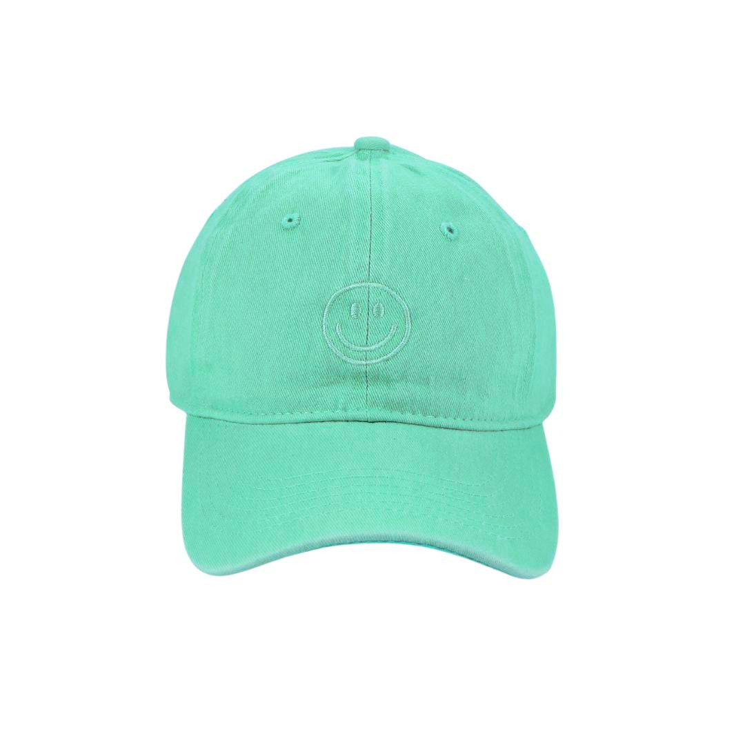 Damen Cap grün mit Smileystickerei