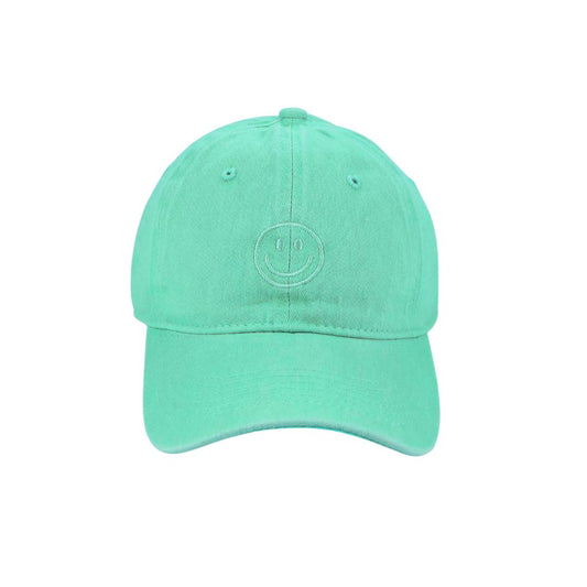 Damen Cap grün mit Smileystickerei