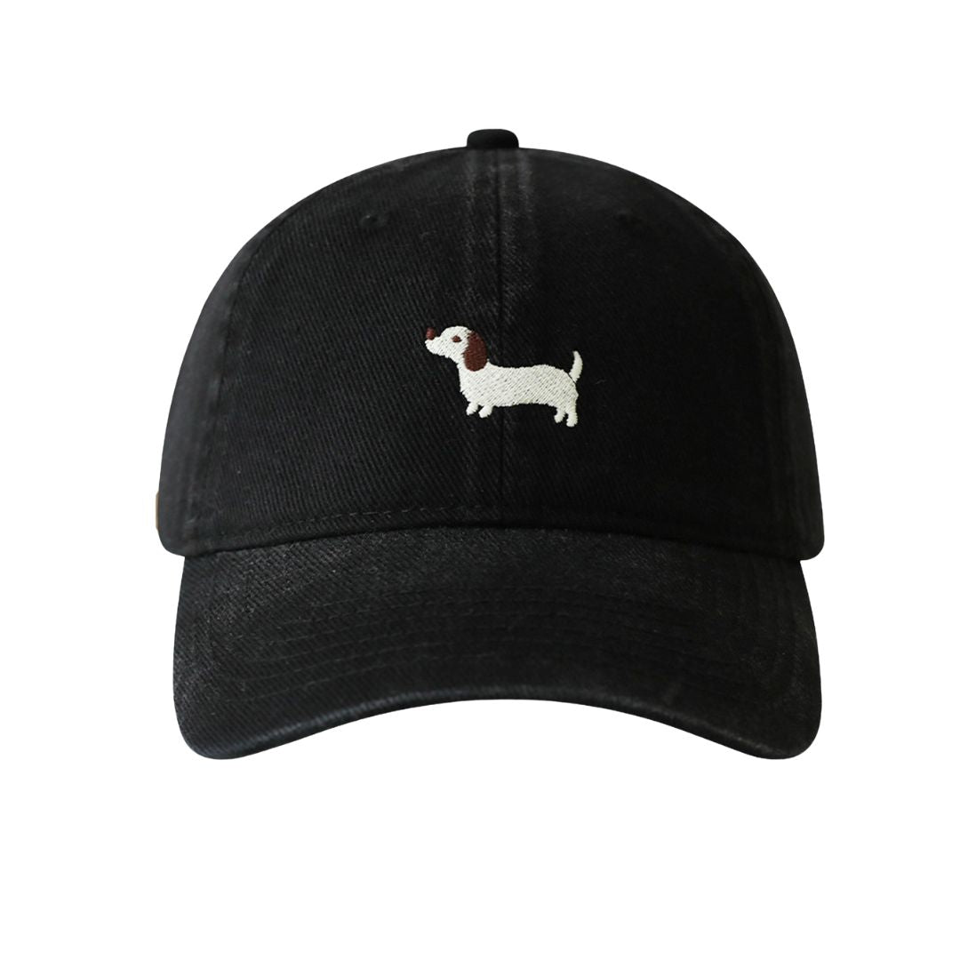 Damen Cap mit Dackelstickerei schwarz
