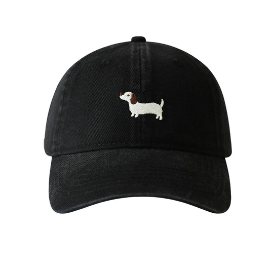 Damen Cap mit Dackelstickerei schwarz