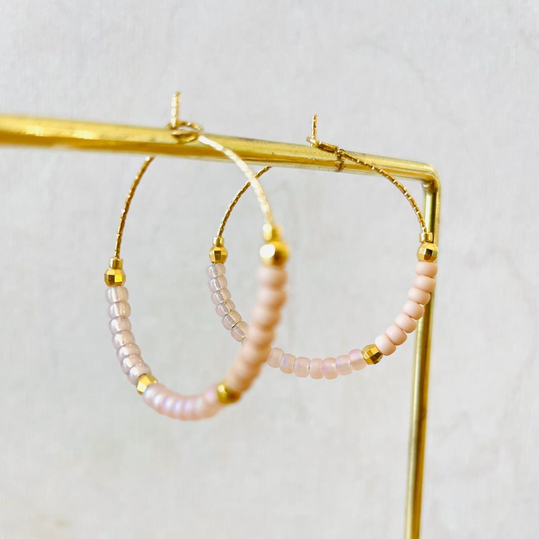 Damen Ohrringe Creolen Miyuki Perlen 'Anna' pastell