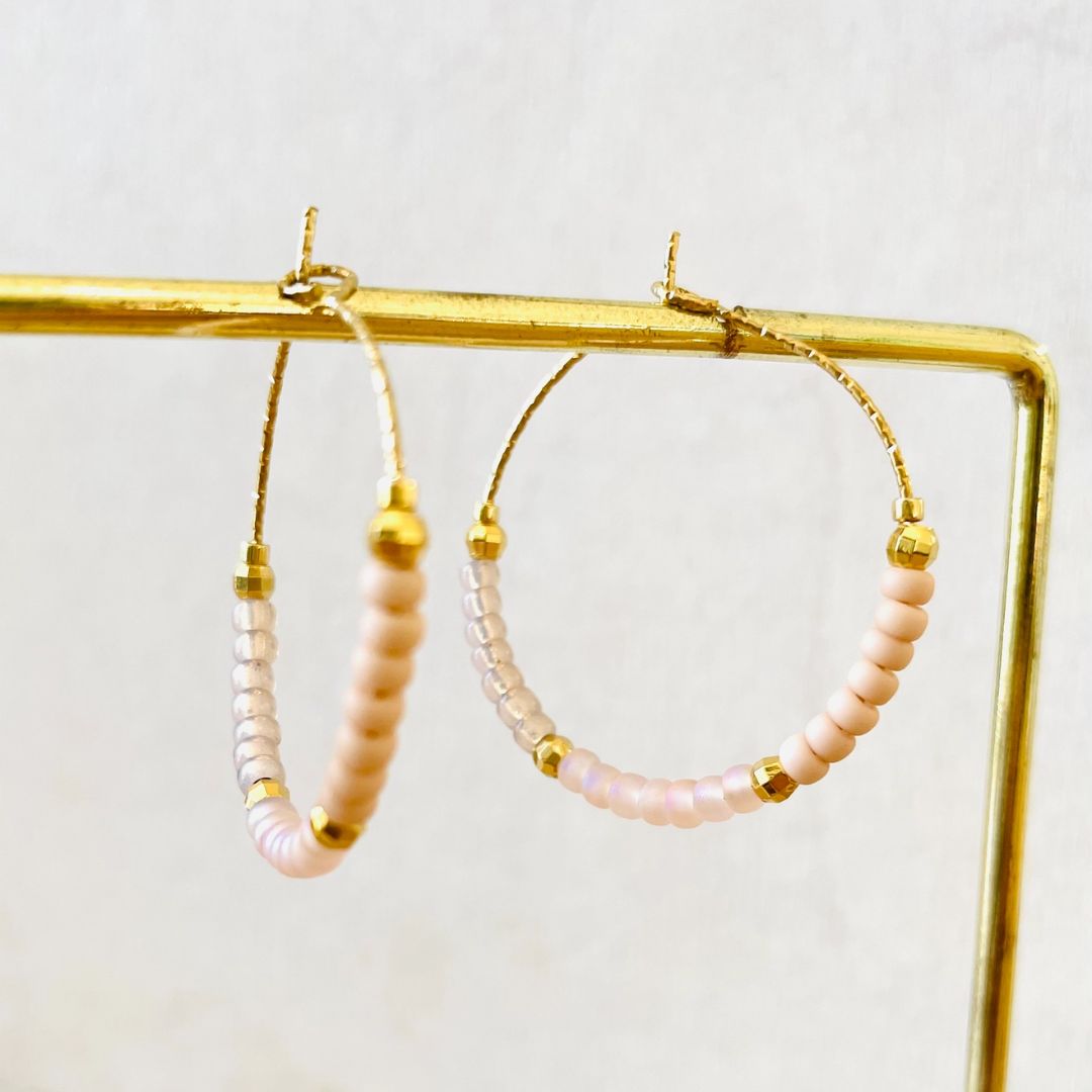 Damen Ohrringe Creolen Miyuki Perlen 'Anna' pastell