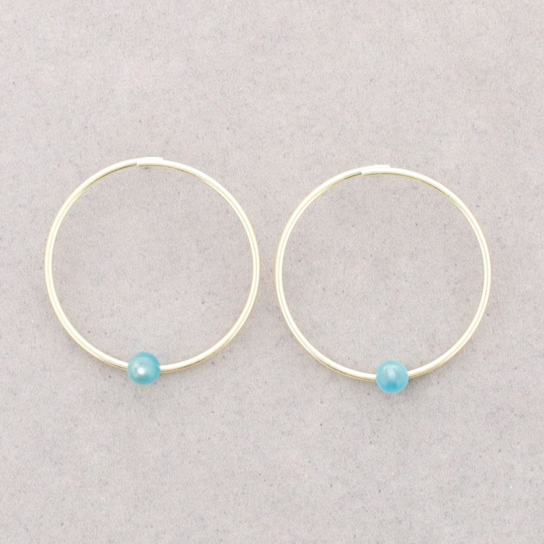Damen Creolen mit blauer Perle